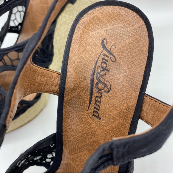 Lucky Brand Black Fabric Crochet Jute Wedge 9 - Picture 7 of 9